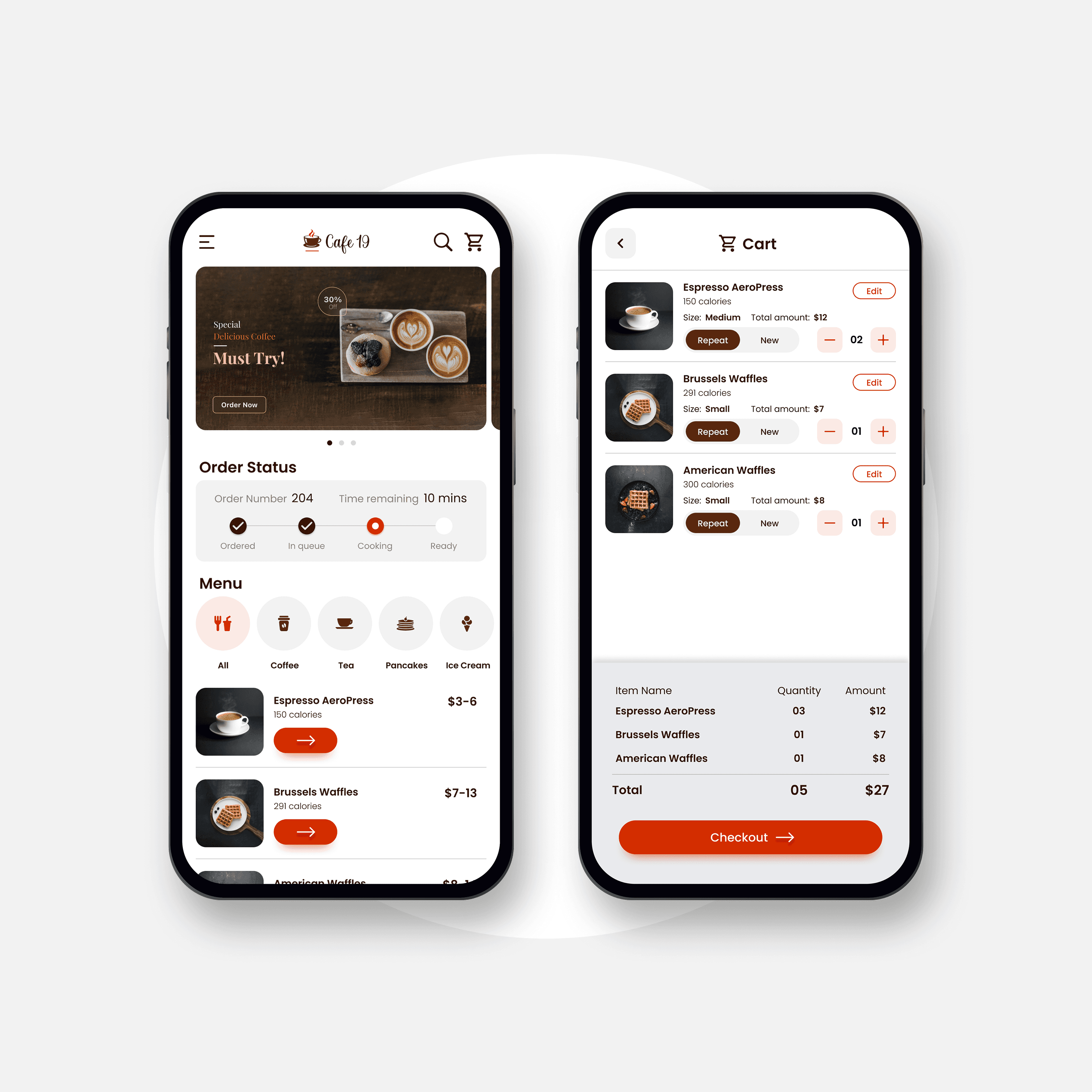 Cafe 19 Mobile App Preview
