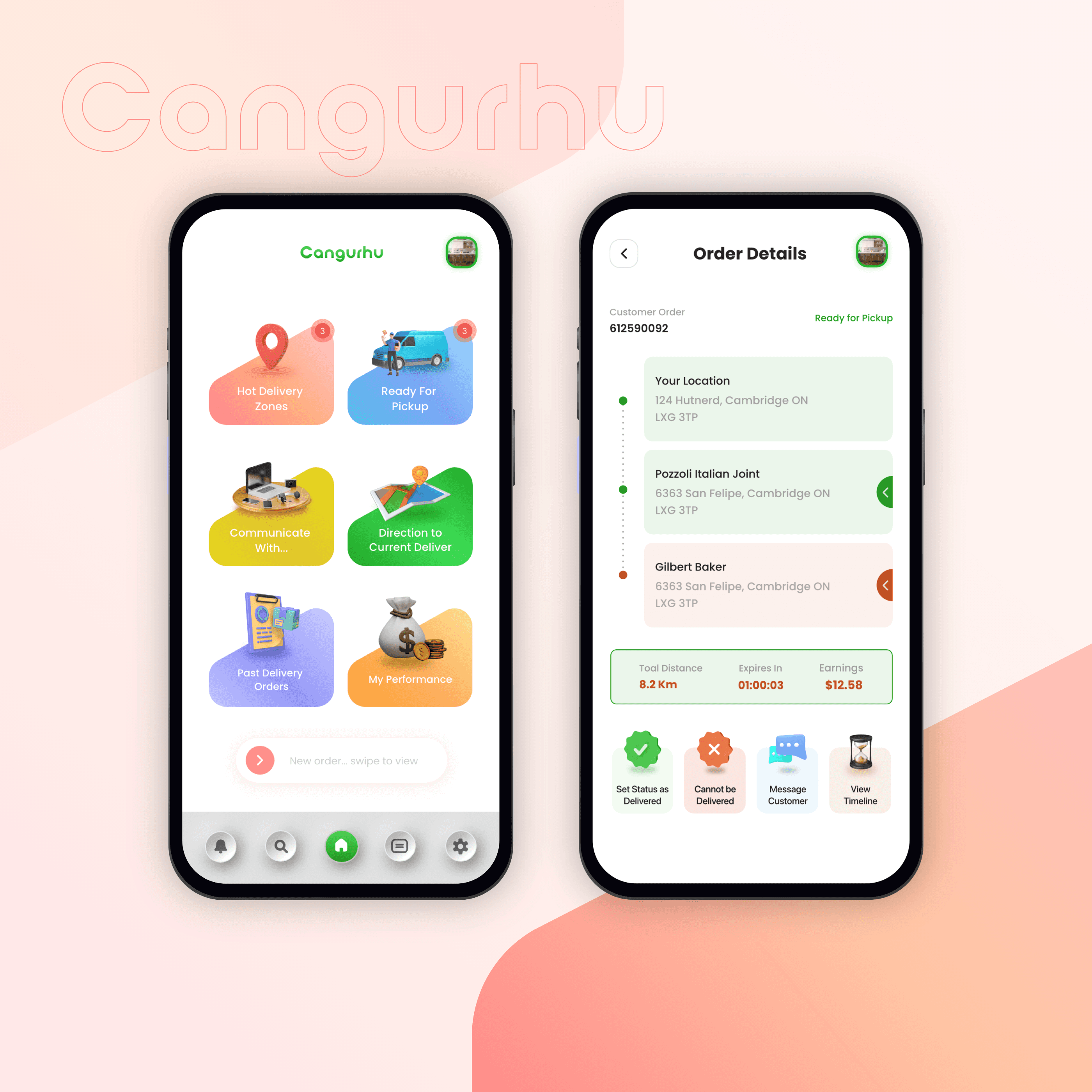 Cangurhu Food Delivery App Preview