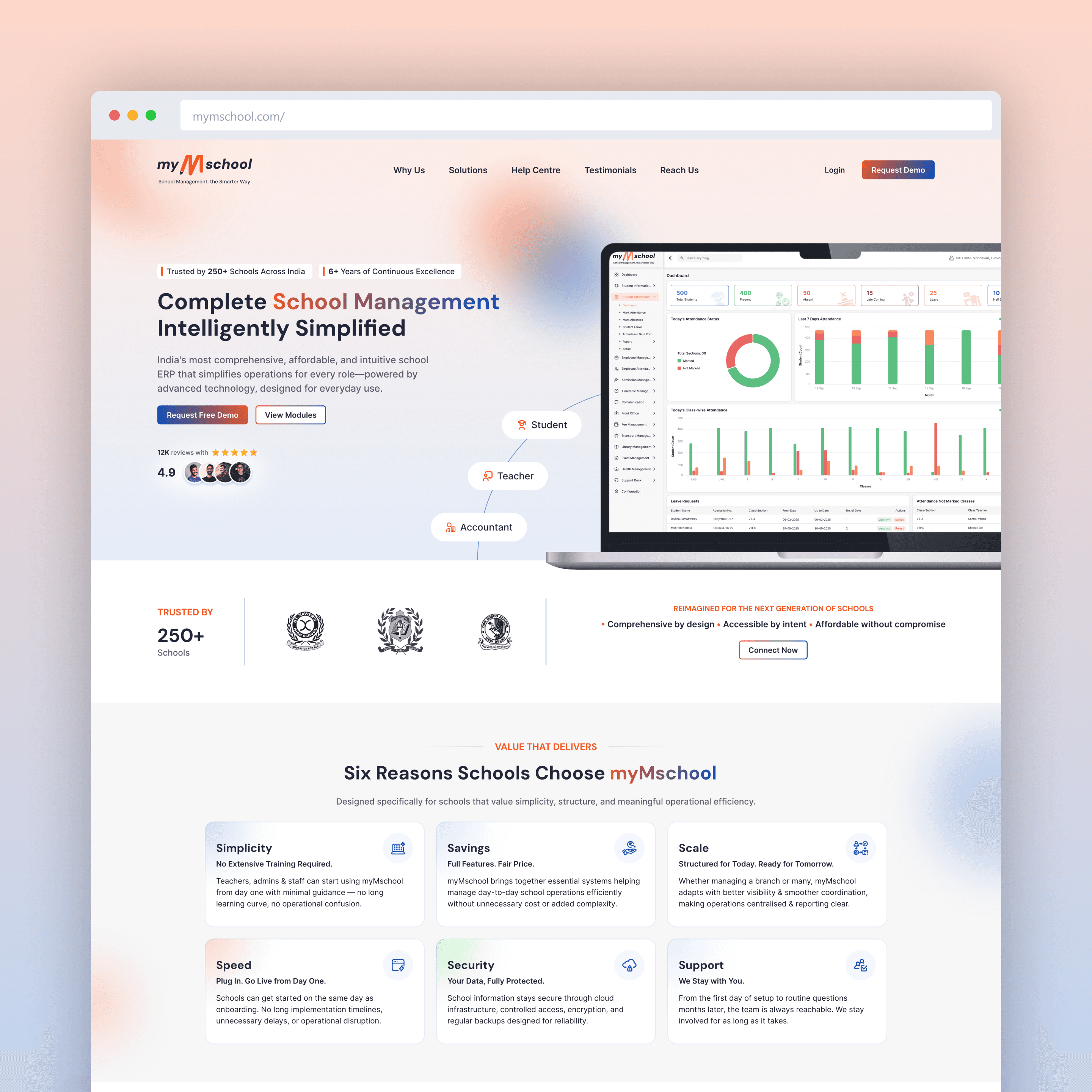 myMschool EdTech ERP Preview